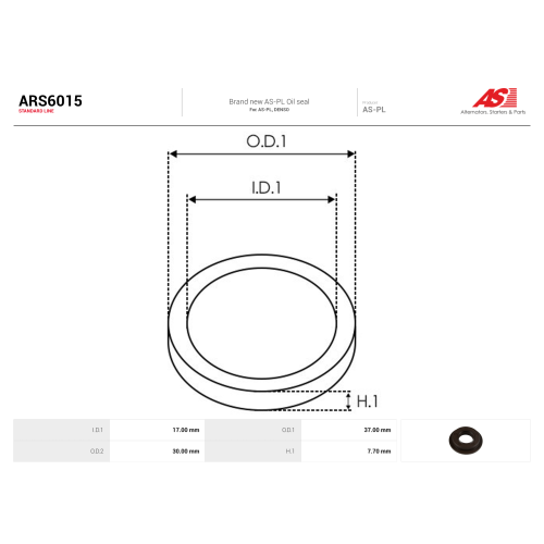 Сальник генератора ARS6015 AS