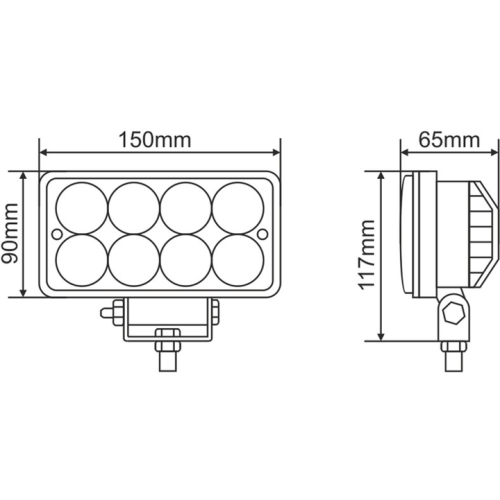Фара світлодіодна 10-30V, 24W (8x3W), 1320Lm 1 шт. Brevia 10631QLX1