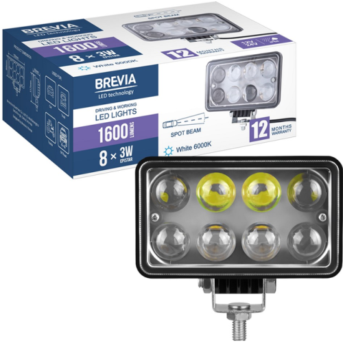 Фара світлодіодна 10-30V, 24W (8x3W), 1320Lm 1 шт. Brevia 10631QLX1