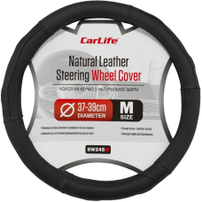Чохол на кермо 37-39 см. шкіряний, чорний, M (SW245M) Carlife 