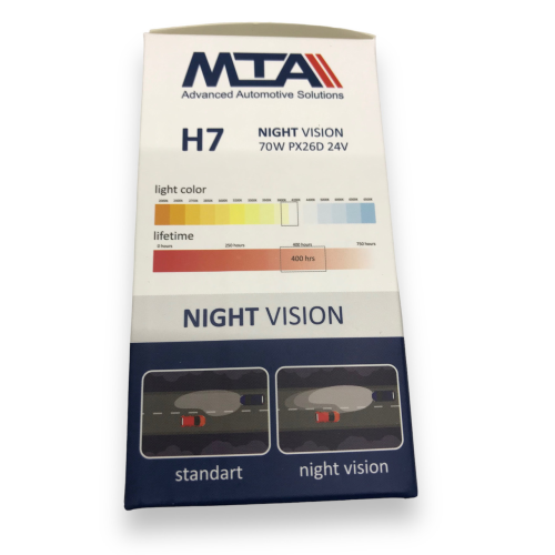 Автолампа Н7 70W 24V Night Vision +80% MTA к-кт.