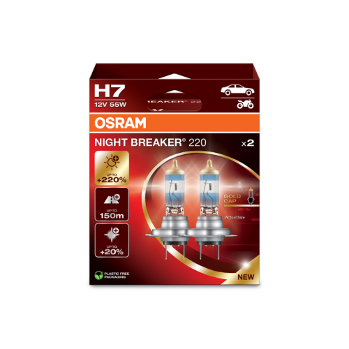 Комплект галогенових ламп H7 Osram 64210NB220-2HB Night Breaker +220% 55W 12V PX26d
