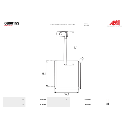 Щітки моторчика пічки OB9015 к-кт. (8.0x10.0x19.0) AS